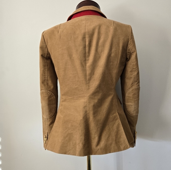 BANANA REPUBLIC Fitted Cotton Tan Blazer With Gold Buttons And Elbow Patches.4P - Picture 7 of 16